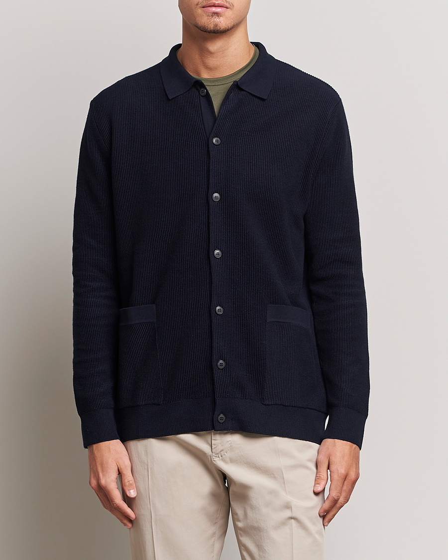 Homme | Pulls Et Tricots | Sunspel | Long Staple Cotton Knitted Jacket Navy