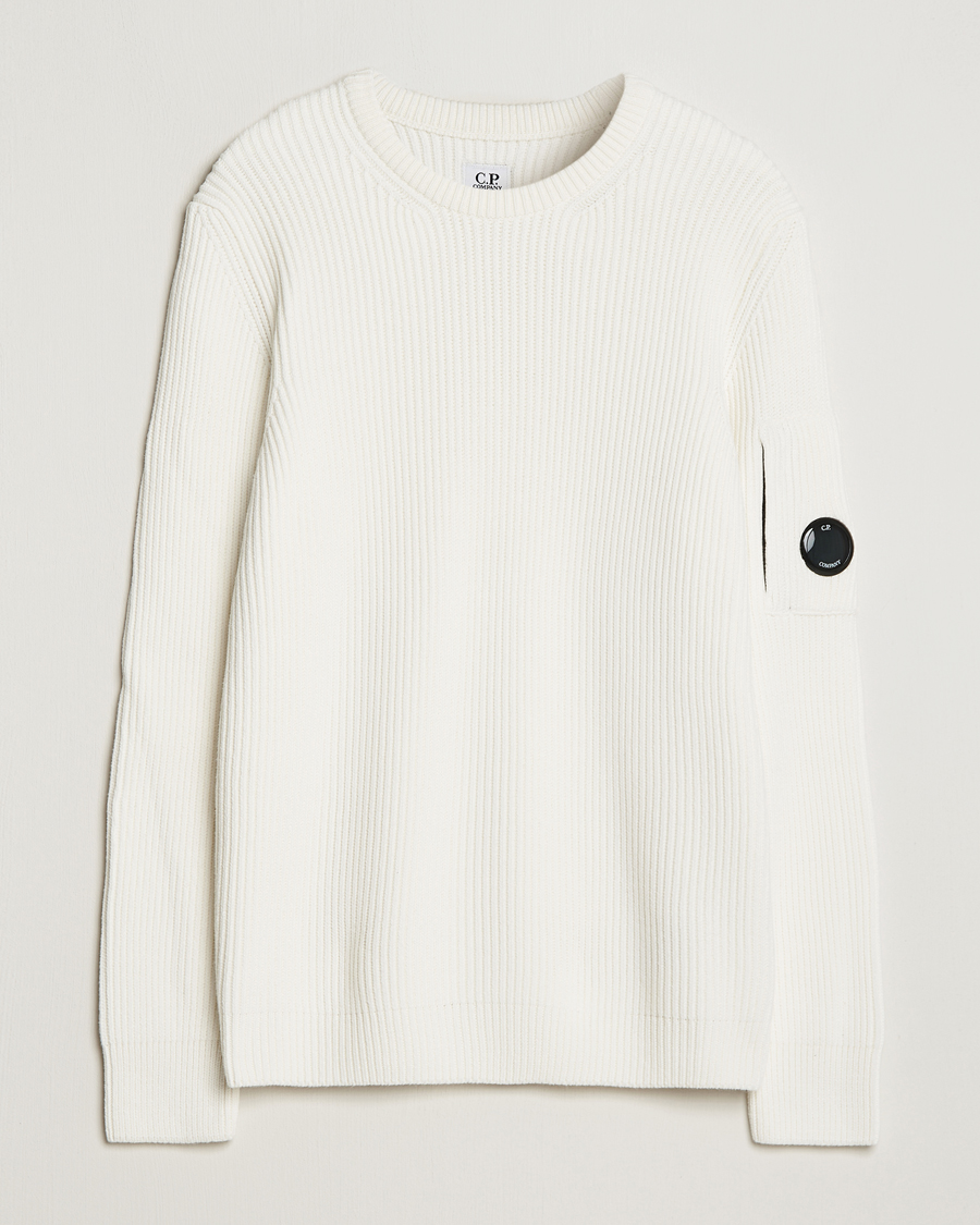 Homme | Pulls Et Tricots | C.P. Company | Full Rib Knitted Cotton Crewneck White