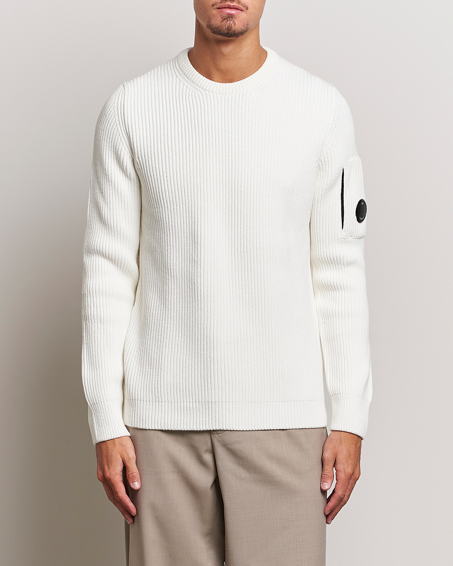 Homme | Pulls Et Tricots | C.P. Company | Full Rib Knitted Cotton Crewneck White