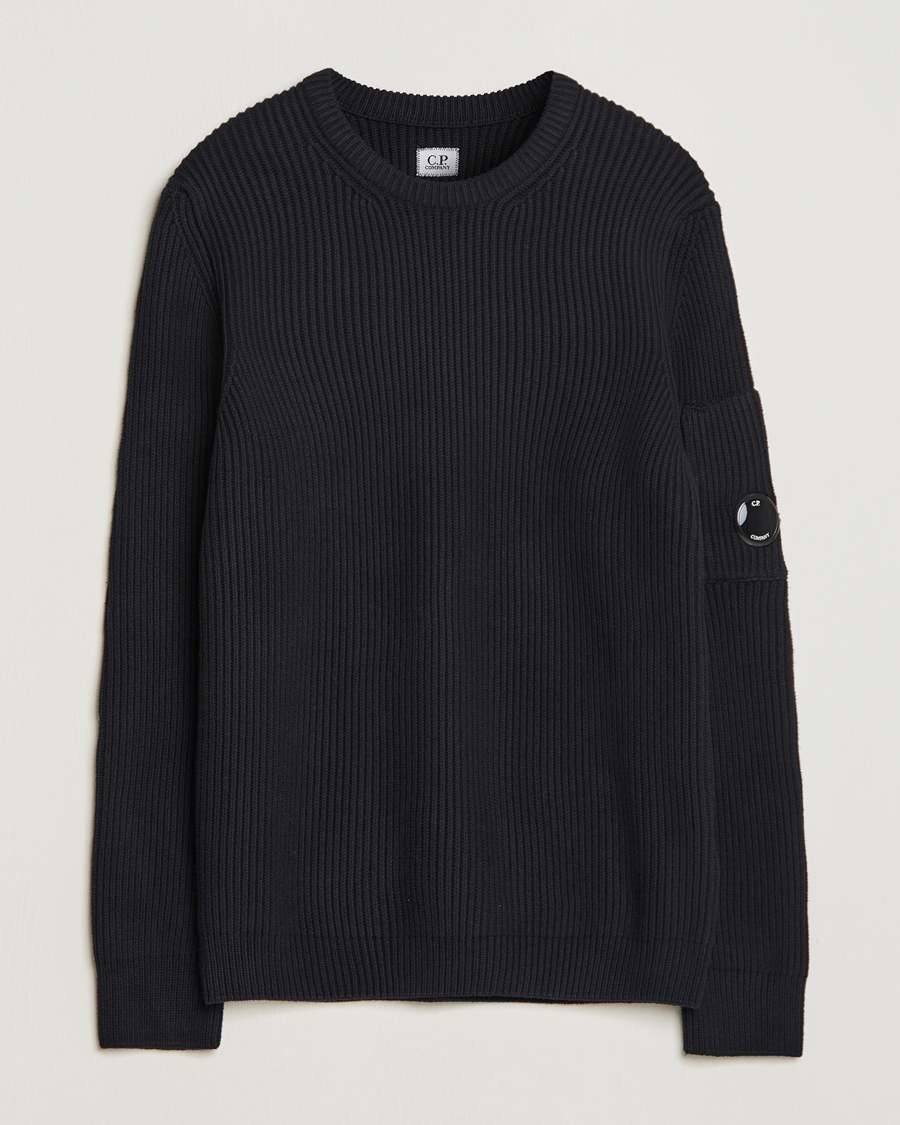 Homme | Pulls Et Tricots | C.P. Company | Full Rib Knitted Cotton Crewneck Black