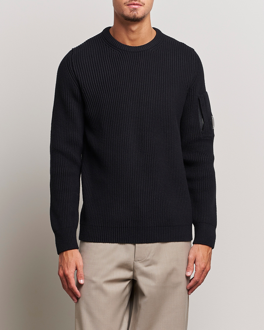 Homme | Pulls Et Tricots | C.P. Company | Full Rib Knitted Cotton Crewneck Black