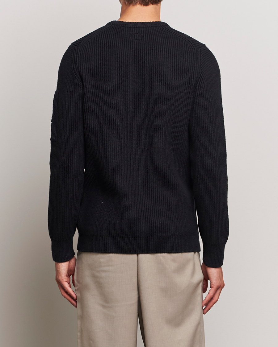 Homme | Pulls Et Tricots | C.P. Company | Full Rib Knitted Cotton Crewneck Black