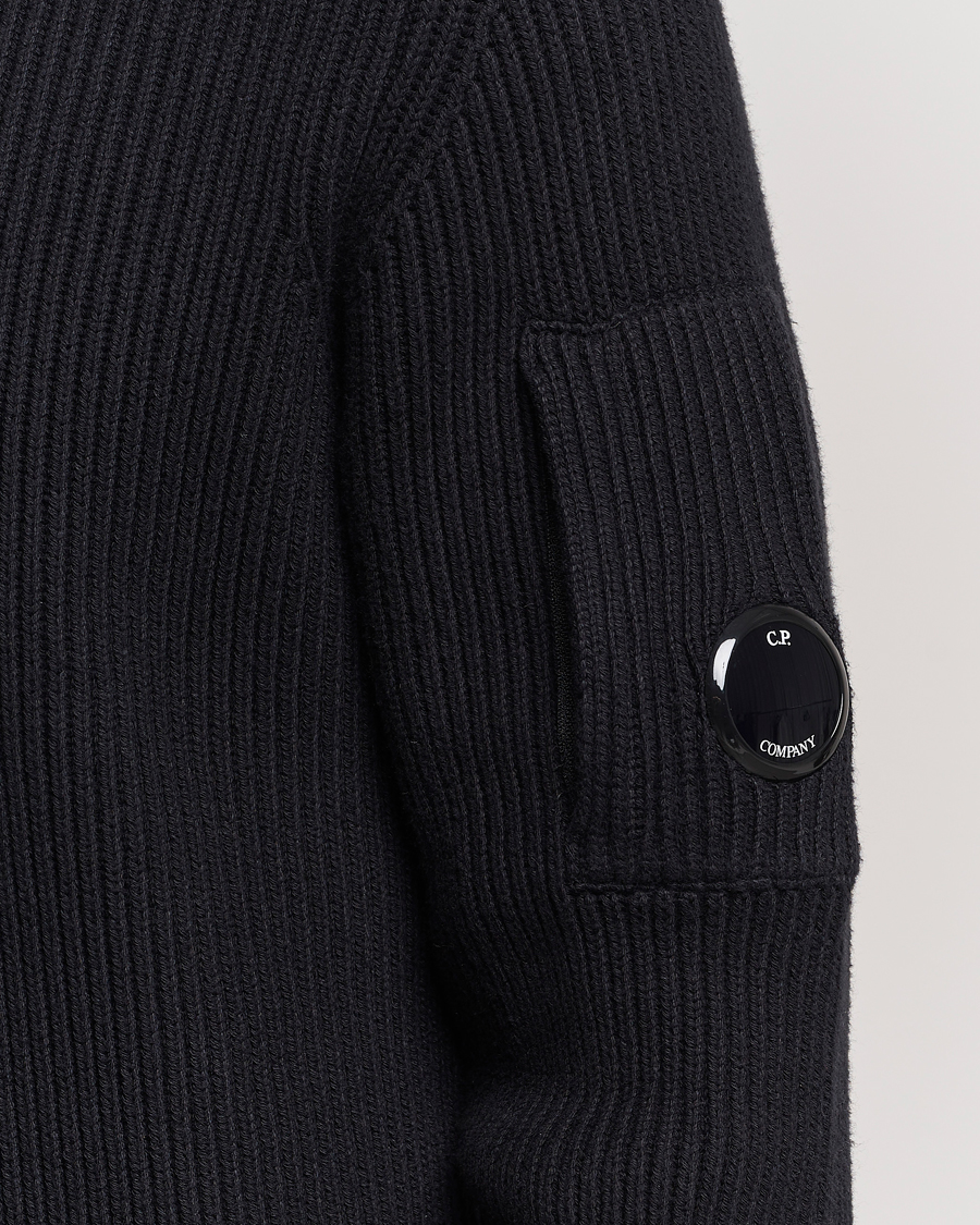Homme | Pulls Et Tricots | C.P. Company | Full Rib Knitted Cotton Crewneck Black