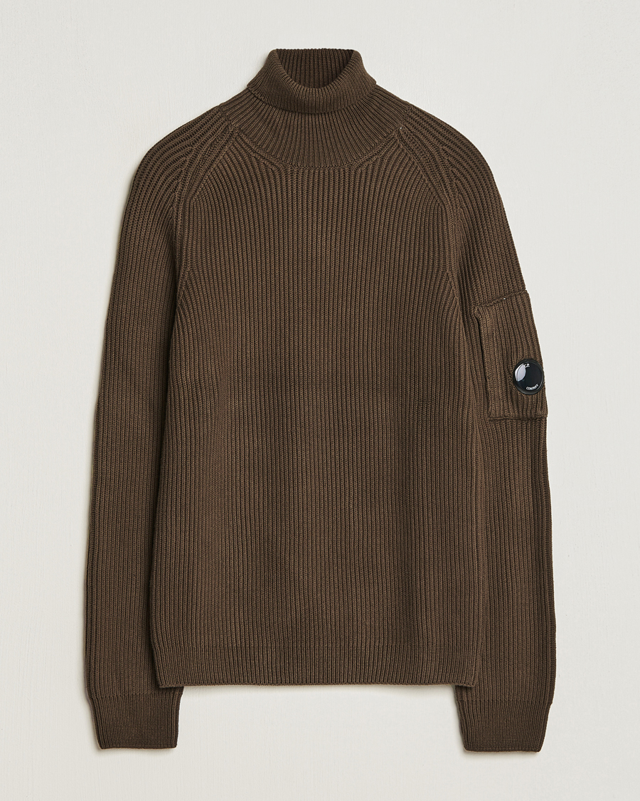 Homme | Pulls Et Tricots | C.P. Company | Full Rib Knitted Cotton Rollneck Brown