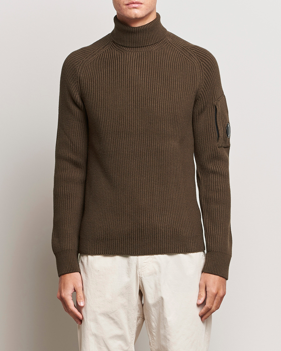 Homme | Pulls Et Tricots | C.P. Company | Full Rib Knitted Cotton Rollneck Brown