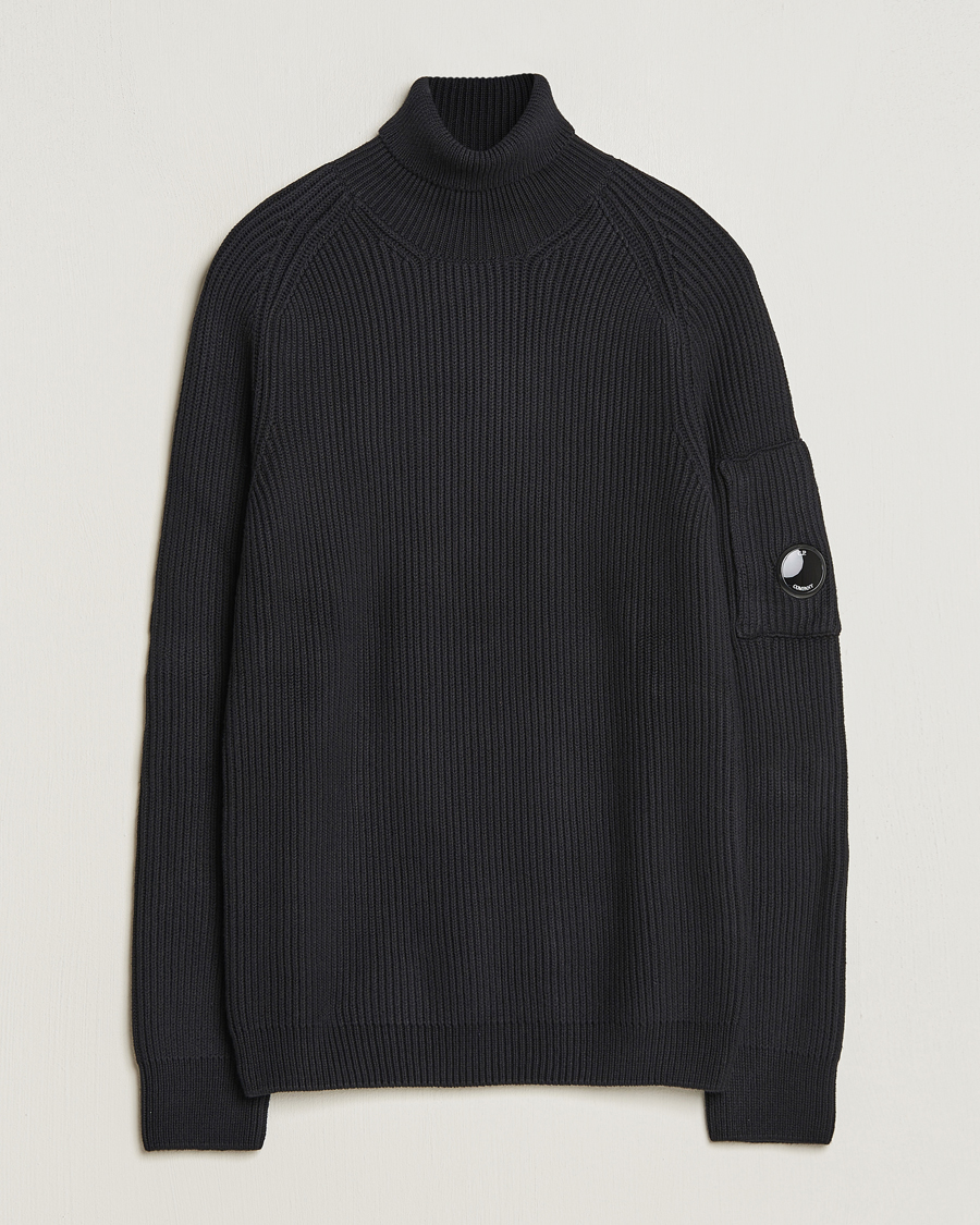 Homme | Pulls Et Tricots | C.P. Company | Full Rib Knitted Cotton Rollneck Black