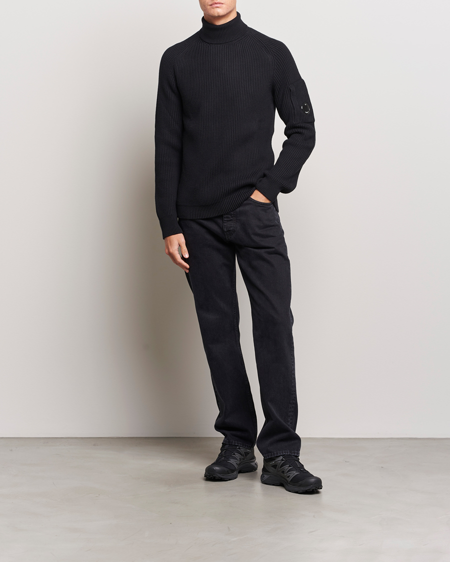 Homme | Pulls Et Tricots | C.P. Company | Full Rib Knitted Cotton Rollneck Black