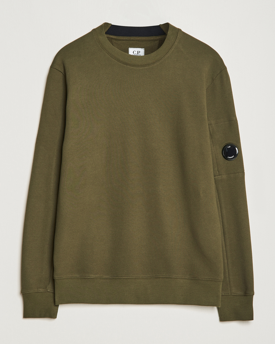 Homme | Pulls Et Tricots | C.P. Company | Diagonal Raised Fleece Lens Sweatshirt Military Green