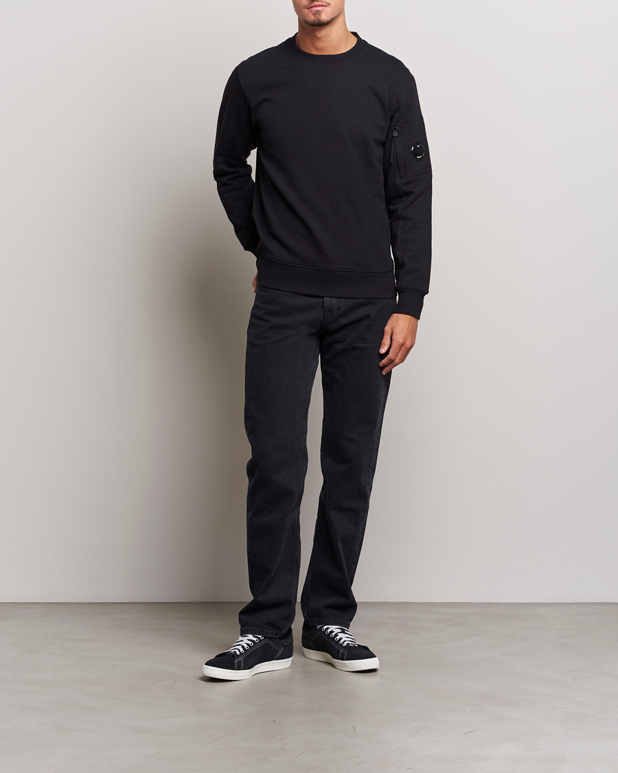 Homme | Pulls Et Tricots | C.P. Company | Diagonal Raised Fleece Lens Sweatshirt Black