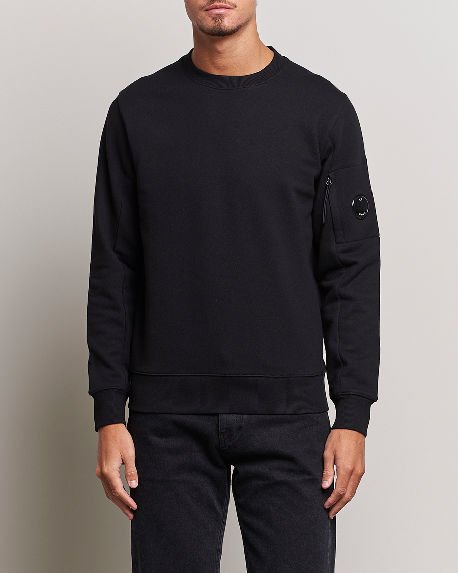 Homme | Pulls Et Tricots | C.P. Company | Diagonal Raised Fleece Lens Sweatshirt Black
