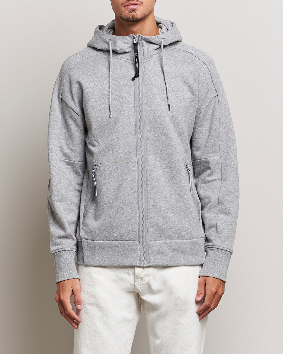 Homme | Pulls Et Tricots | C.P. Company | Diagonal Raised Fleece Full Zip Goggle Hoodie Grey