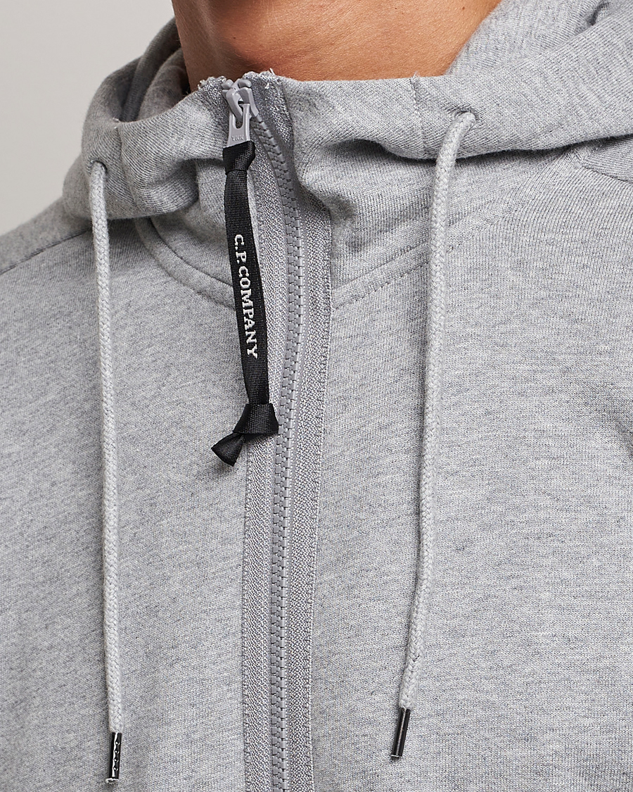 Homme | Pulls Et Tricots | C.P. Company | Diagonal Raised Fleece Full Zip Goggle Hoodie Grey