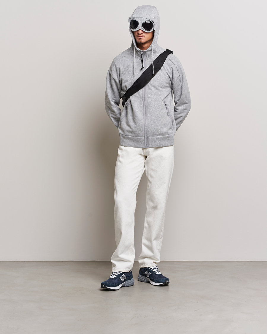 Homme | Pulls Et Tricots | C.P. Company | Diagonal Raised Fleece Full Zip Goggle Hoodie Grey