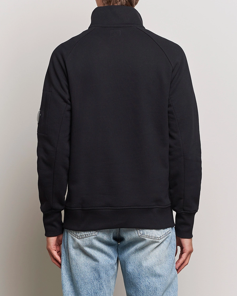 Homme | Pulls Et Tricots | C.P. Company | Diagonal Raised Fleece Half Zip Goggle Hoodie Black