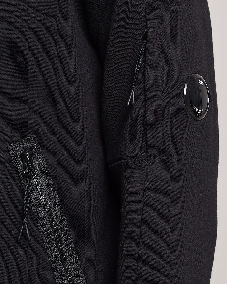 Homme | Pulls Et Tricots | C.P. Company | Diagonal Raised Fleece Half Zip Goggle Hoodie Black
