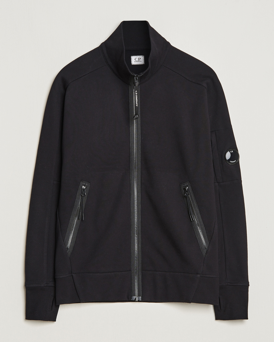Homme | Pulls Et Tricots | C.P. Company | Diagonal Raised Fleece Full Zip Lens Sweatshirt Black