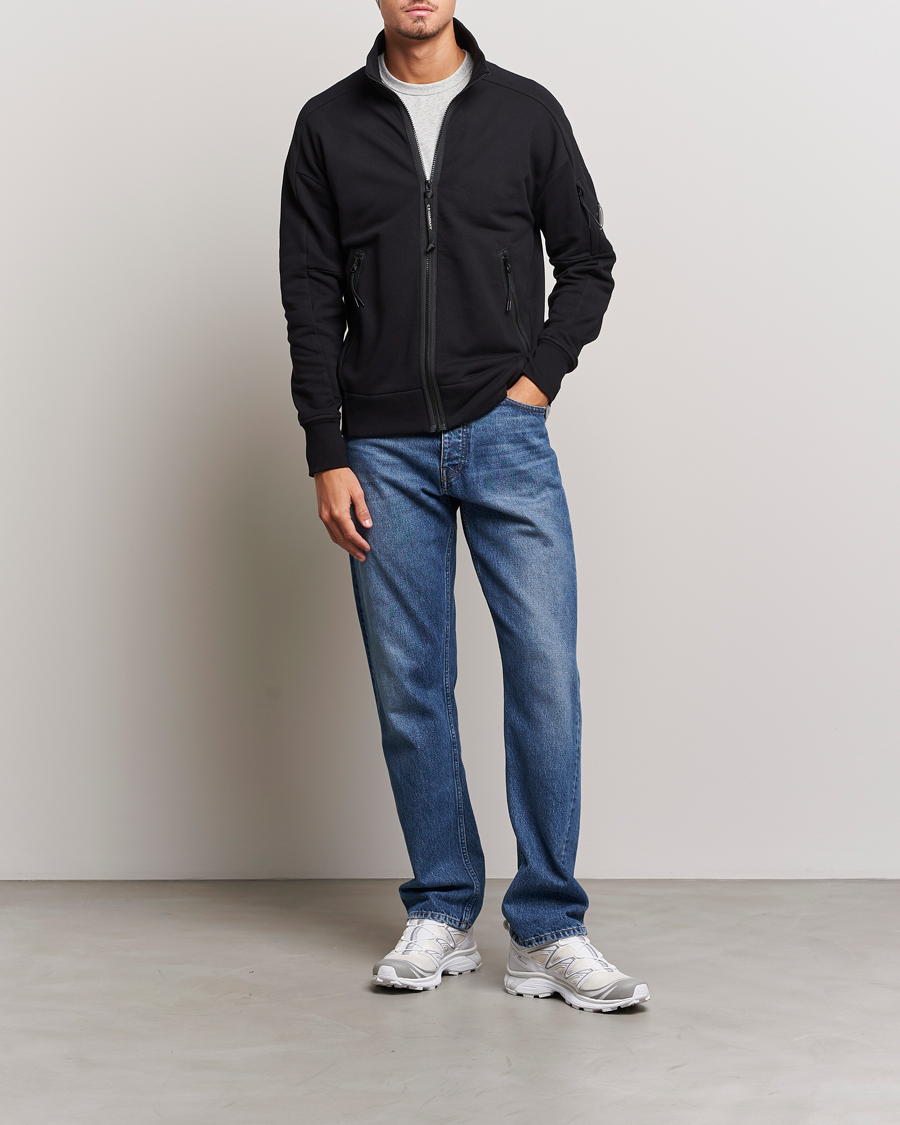 Homme | Pulls Et Tricots | C.P. Company | Diagonal Raised Fleece Full Zip Lens Sweatshirt Black
