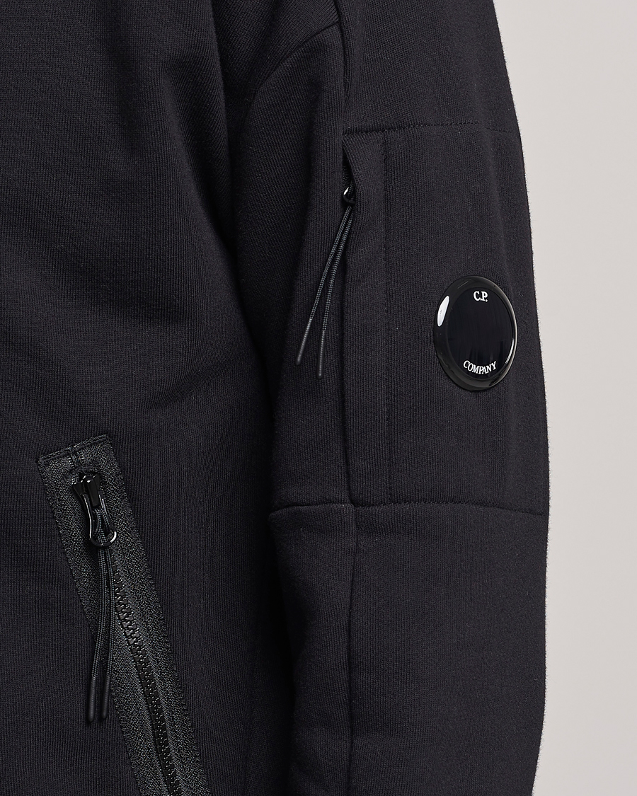 Homme | Pulls Et Tricots | C.P. Company | Diagonal Raised Fleece Full Zip Lens Sweatshirt Black