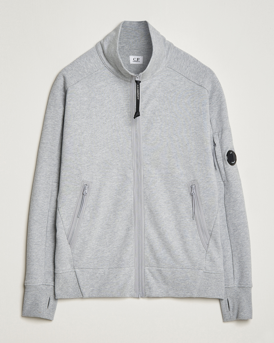 Homme | Pulls Et Tricots | C.P. Company | Diagonal Raised Fleece Full Zip Lens Sweatshirt Grey