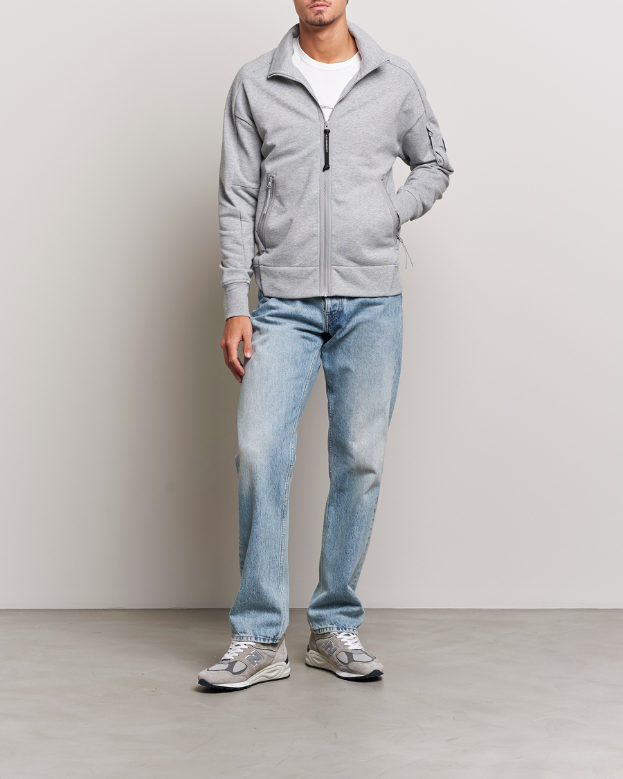 Homme | Pulls Et Tricots | C.P. Company | Diagonal Raised Fleece Full Zip Lens Sweatshirt Grey
