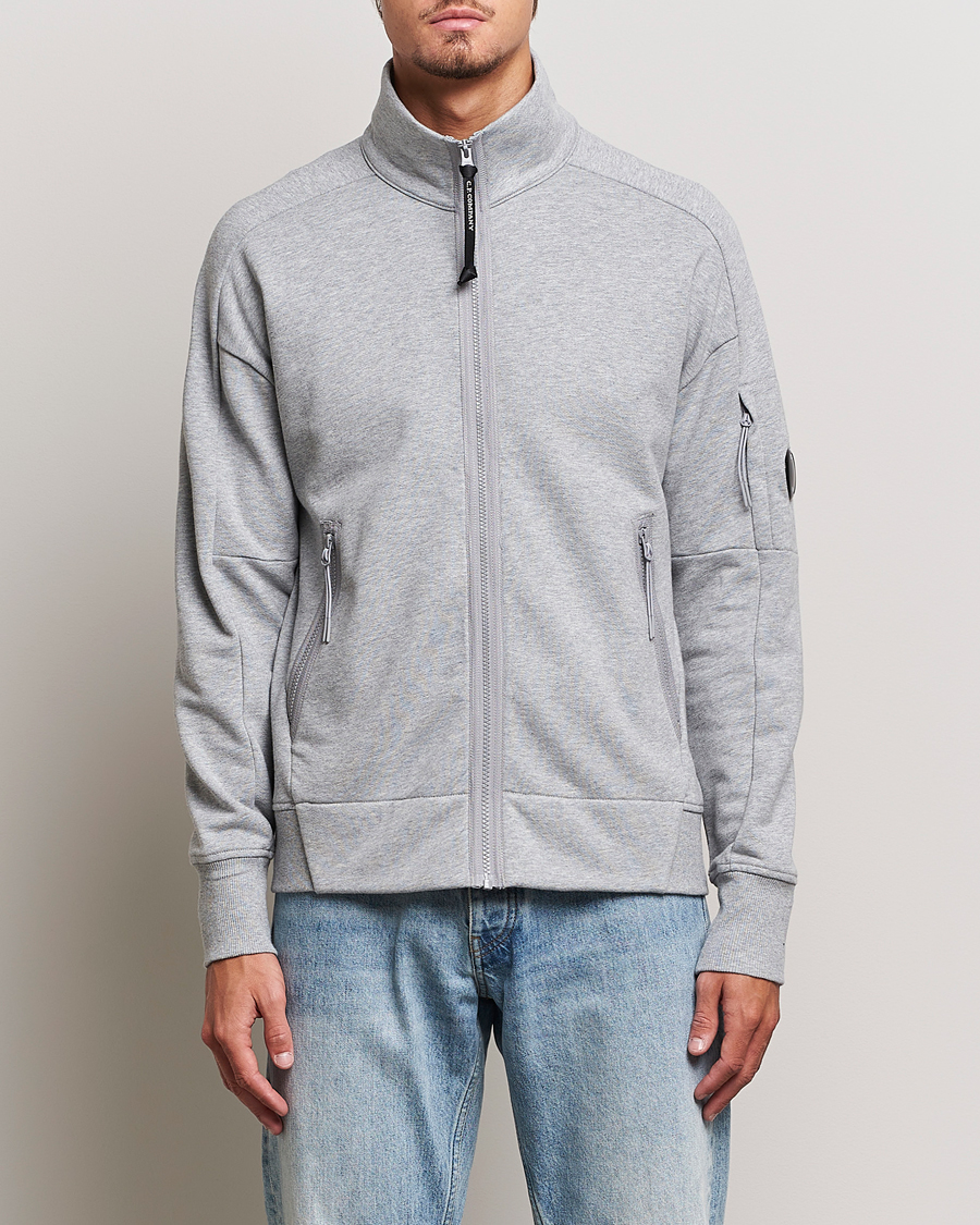 Homme | Pulls Et Tricots | C.P. Company | Diagonal Raised Fleece Full Zip Lens Sweatshirt Grey