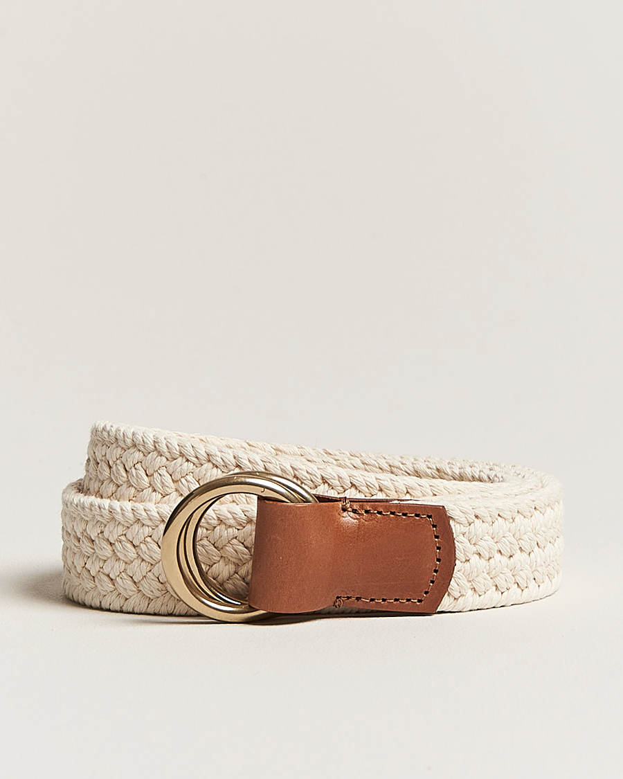 Homme | Anderson's Woven Cotton Belt Off White | Anderson's | Woven Cotton Belt Off White