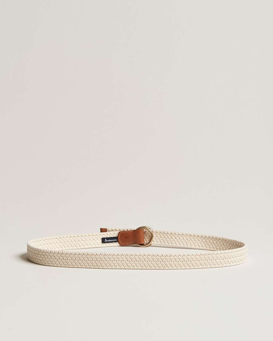 Homme |  | Anderson's | Woven Cotton Belt Off White