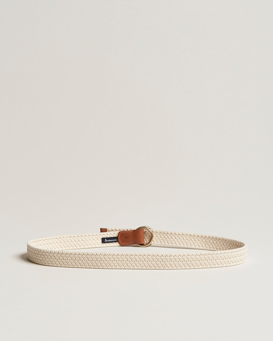 Homme | Anderson's Woven Cotton Belt Off White | Anderson's | Woven Cotton Belt Off White