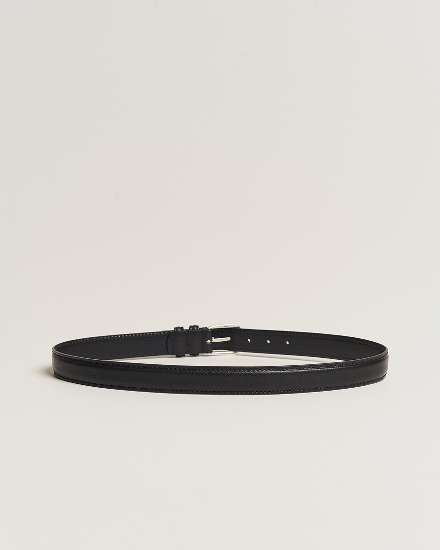 Homme | Accessoires | Anderson's | Grained Leather Belt 3 cm Black