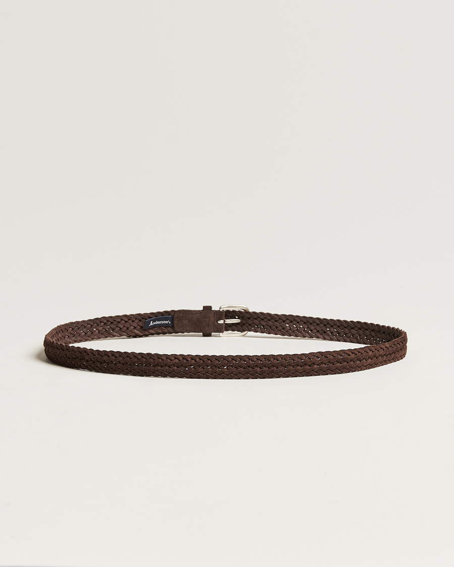 Homme | Soldes | Anderson's | Woven Suede Belt 2,5 cm Brown