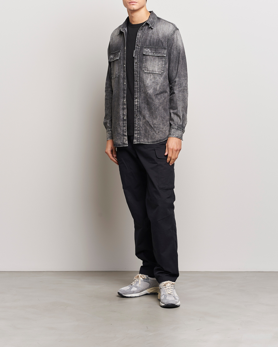 Homme | Chemises | Dsquared2 | Tab Collar Denim Shirt Washed Grey