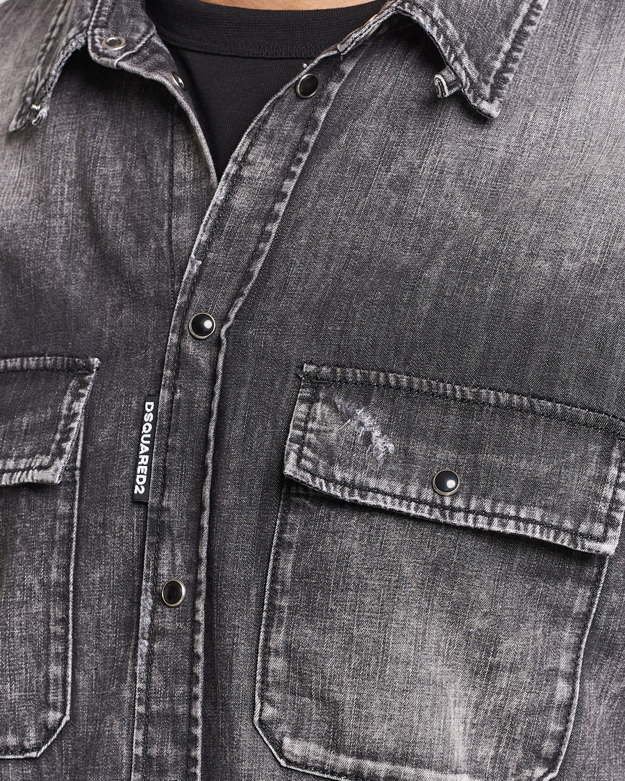 Homme | Chemises | Dsquared2 | Tab Collar Denim Shirt Washed Grey