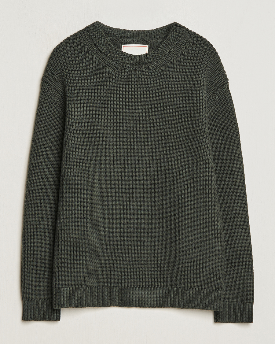 Homme | Pulls Et Tricots | Jeanerica | Paul Heavy Knitted Crew Neck Dark Green