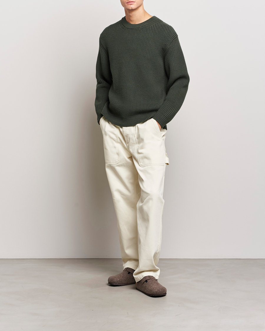 Homme | Pulls Et Tricots | Jeanerica | Paul Heavy Knitted Crew Neck Dark Green