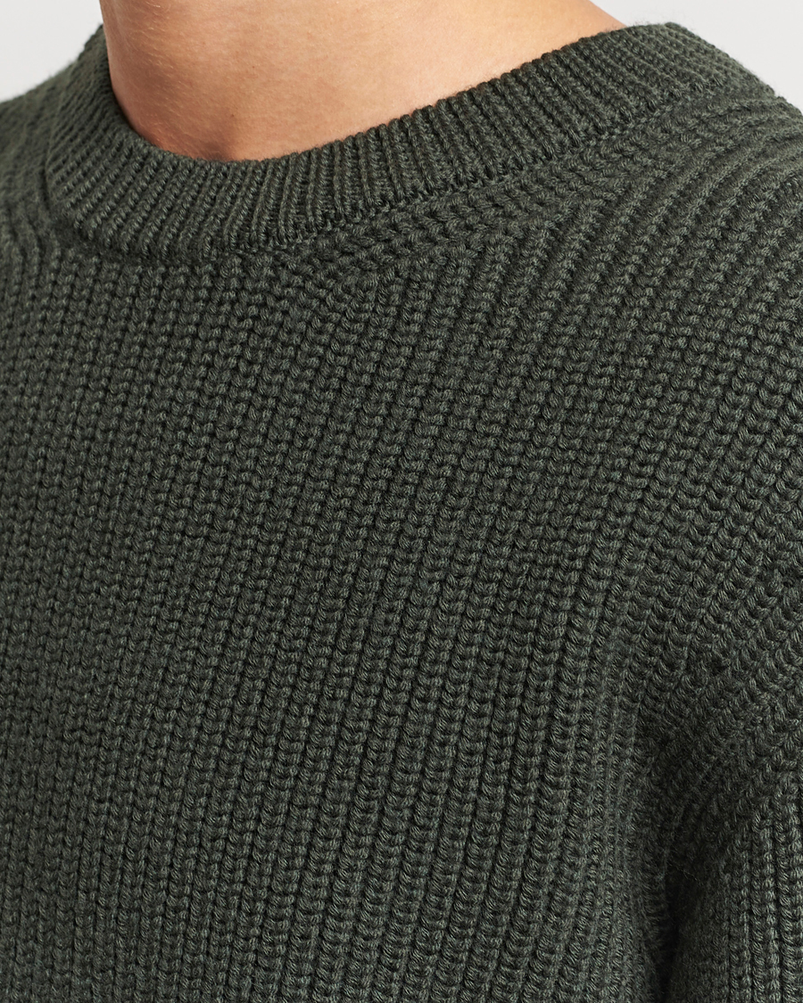 Homme | Pulls Et Tricots | Jeanerica | Paul Heavy Knitted Crew Neck Dark Green