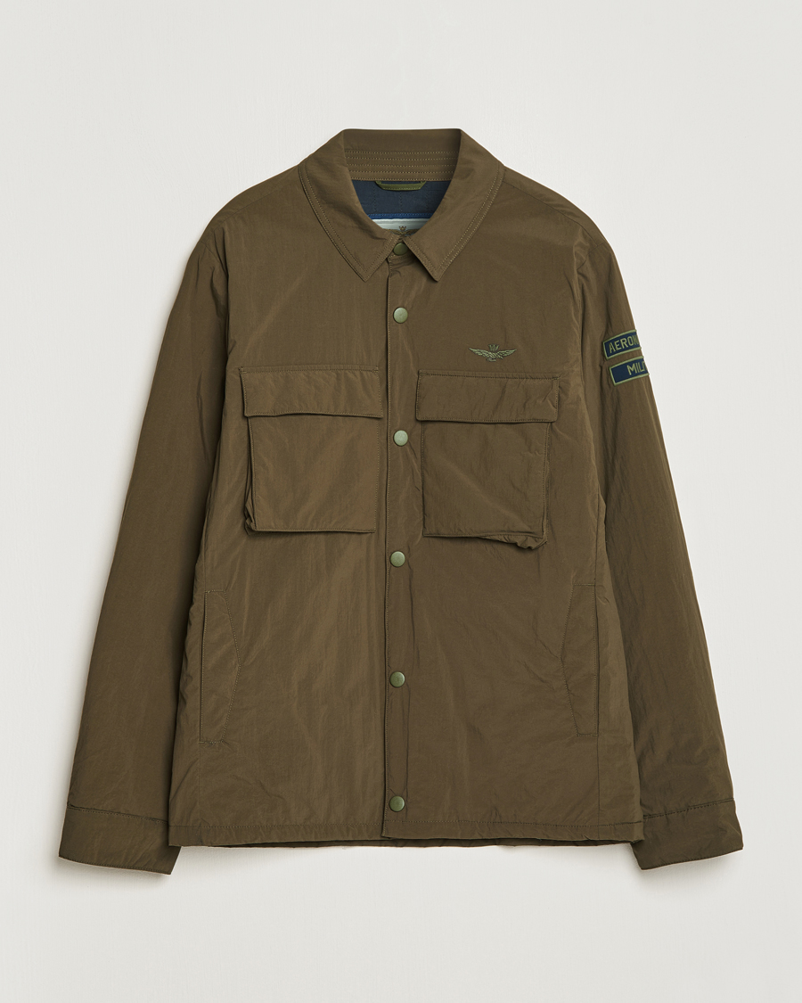 Homme | Manteaux Et Vestes | Aeronautica Militare | Light Padded Pocket Shirt Jacket Off Green