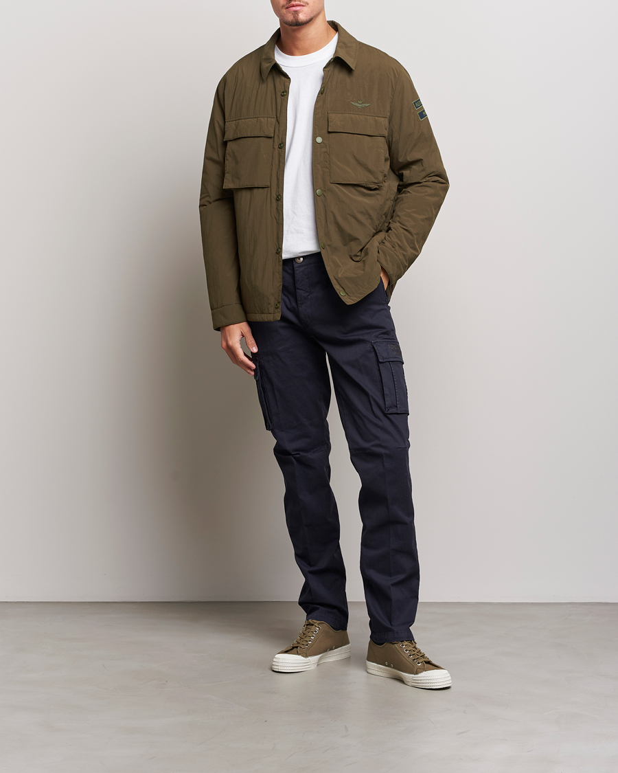 Homme | Manteaux Et Vestes | Aeronautica Militare | Light Padded Pocket Shirt Jacket Off Green