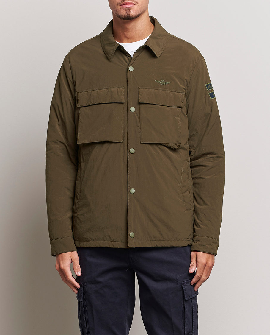 Homme | Manteaux Et Vestes | Aeronautica Militare | Light Padded Pocket Shirt Jacket Off Green
