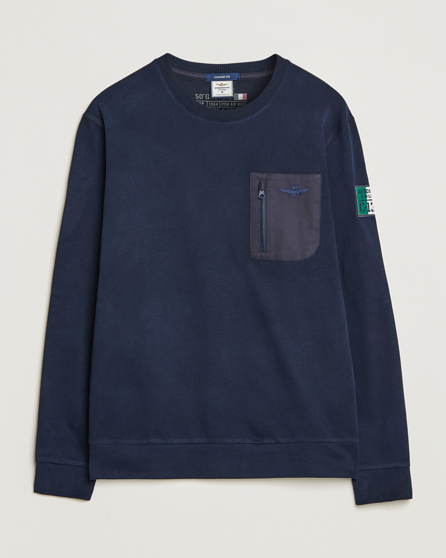Homme | Pulls Et Tricots | Aeronautica Militare | Felpa Cotton Pocket Sweatshirt Dark Blue