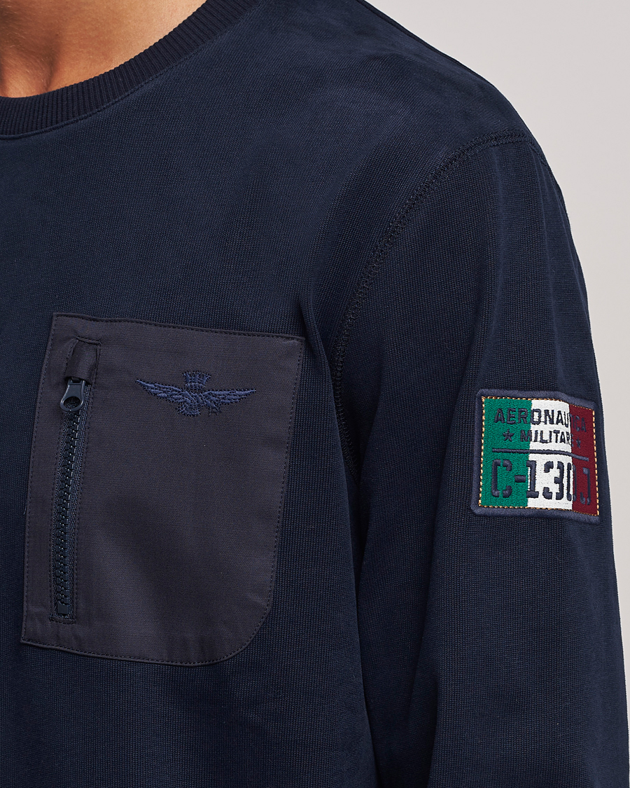 Homme | Pulls Et Tricots | Aeronautica Militare | Felpa Cotton Pocket Sweatshirt Dark Blue
