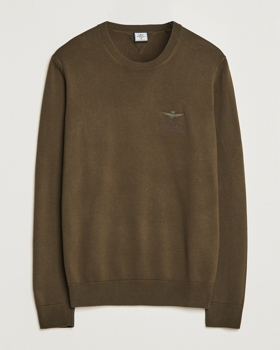 Homme | Pulls Et Tricots | Aeronautica Militare | Cotton Knitted Crew Neck Off Green