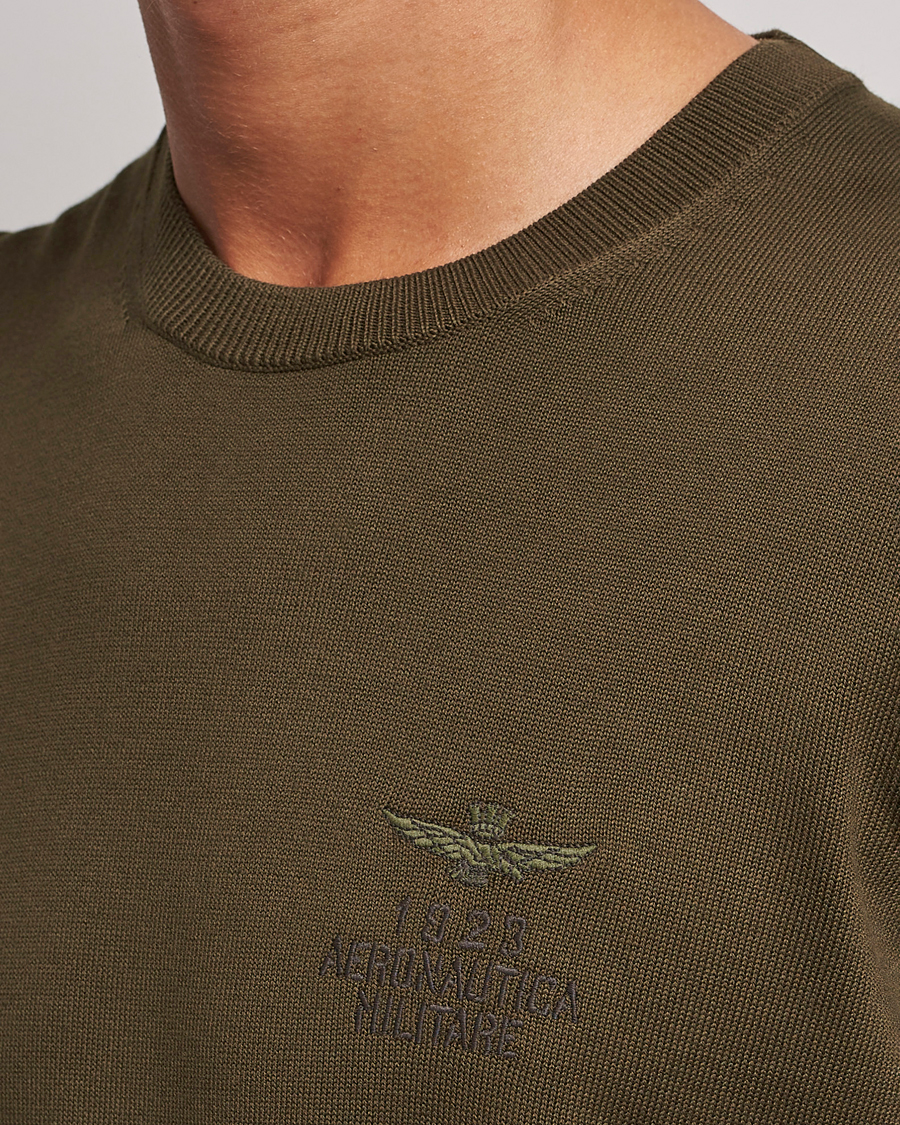 Homme | Pulls Et Tricots | Aeronautica Militare | Cotton Knitted Crew Neck Off Green