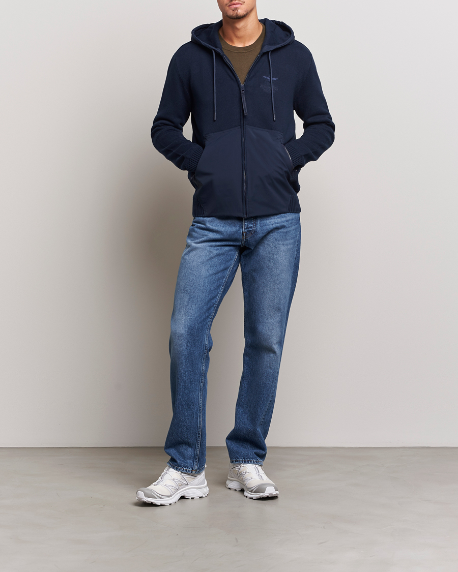 Homme | Pulls Et Tricots | Aeronautica Militare | Mixed Full Zip Hoodie Dark Blue