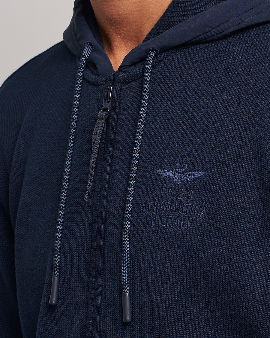 Homme | Pulls Et Tricots | Aeronautica Militare | Mixed Full Zip Hoodie Dark Blue
