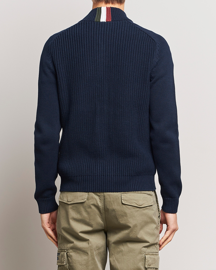 Homme | Pulls Et Tricots | Aeronautica Militare | Cotton Ribbed Knitted Cardigan Dark Blue
