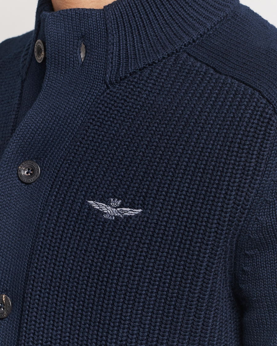 Homme | Pulls Et Tricots | Aeronautica Militare | Cotton Ribbed Knitted Cardigan Dark Blue