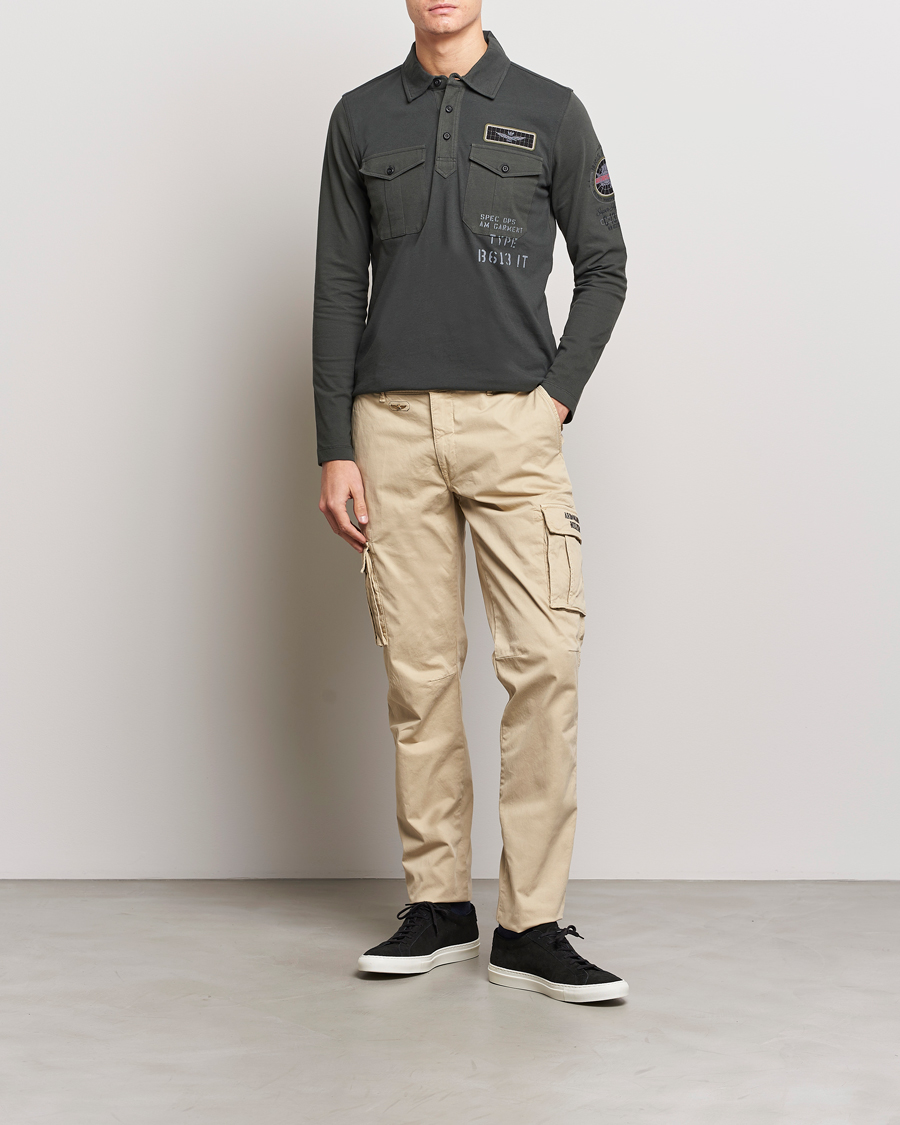 Homme | Pulls Et Tricots | Aeronautica Militare | Pocket Long Sleeve Polo Dark Green