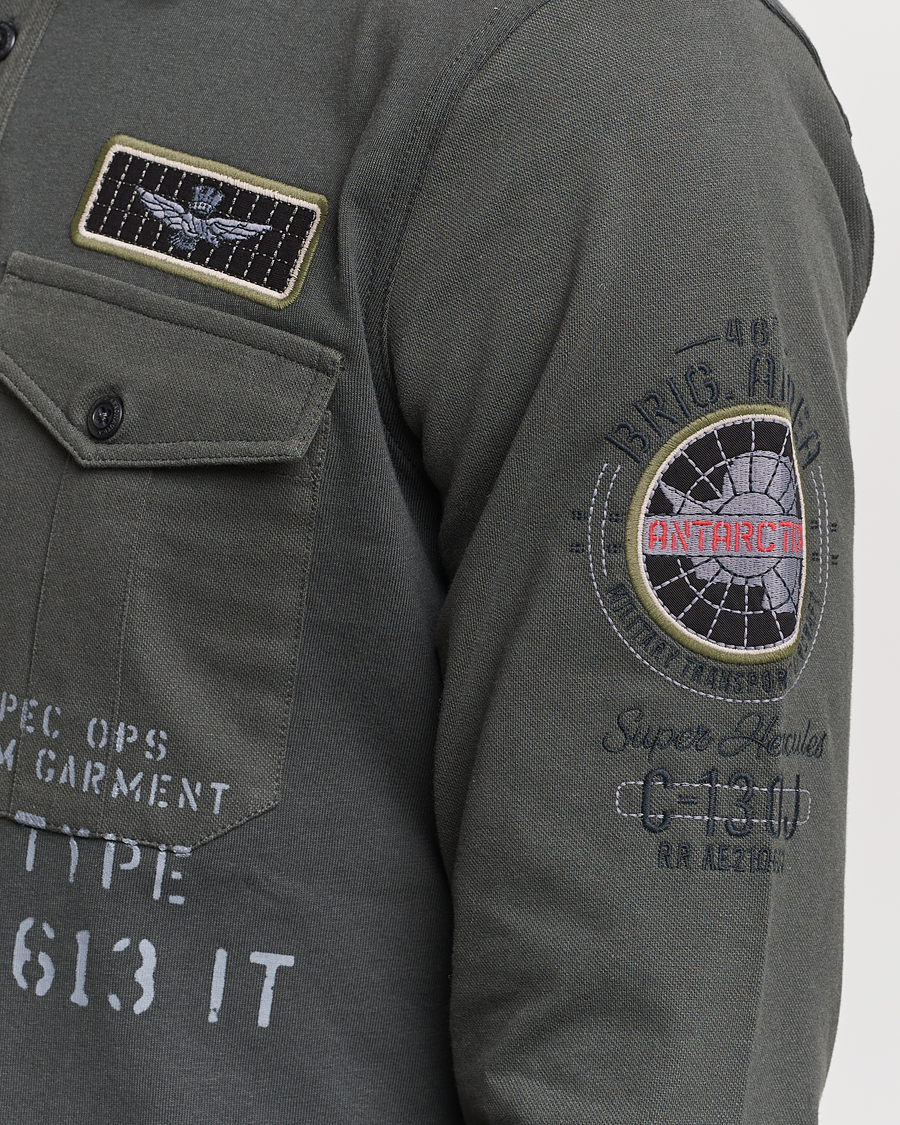 Homme | Pulls Et Tricots | Aeronautica Militare | Pocket Long Sleeve Polo Dark Green