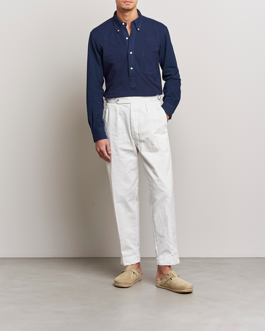 Homme | Chemises | Kamakura Shirts | Vintage Ivy Knit Popover Shirt Navy