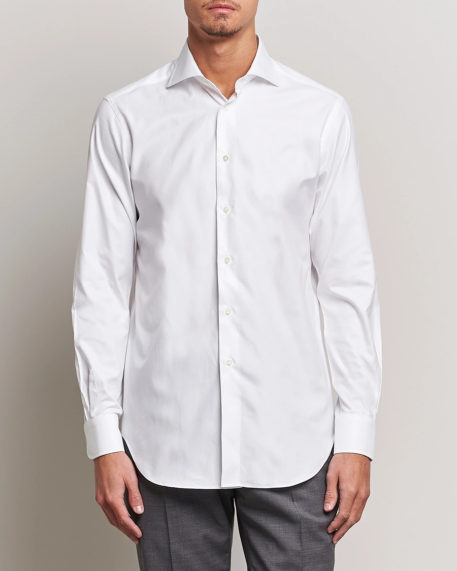 Homme | Kamakura Shirts | Kamakura Shirts | Slim Fit Royal Oxford Spread Shirt White